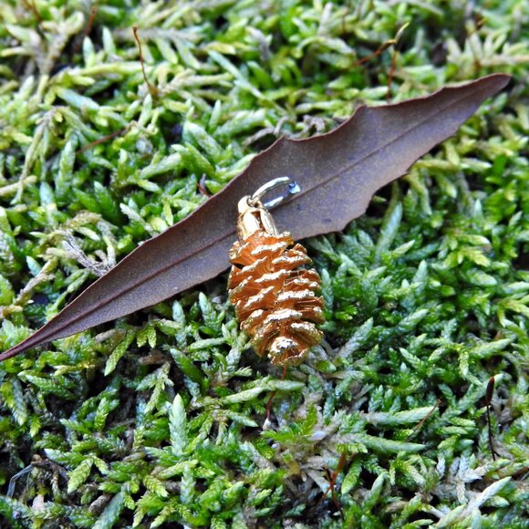 Gold Dipped Miniature Pinecone Necklace - Picture 1 of 7